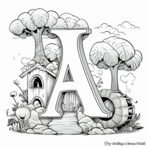 Alphabet Family Coloring Pages: Upper and Lower Case Letters 4