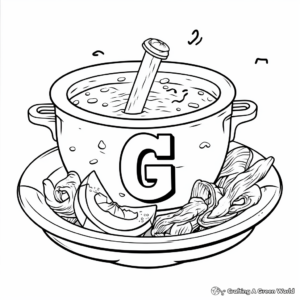 Alphabet Soup: Letter G and Objects Starting with G Coloring Pages 2
