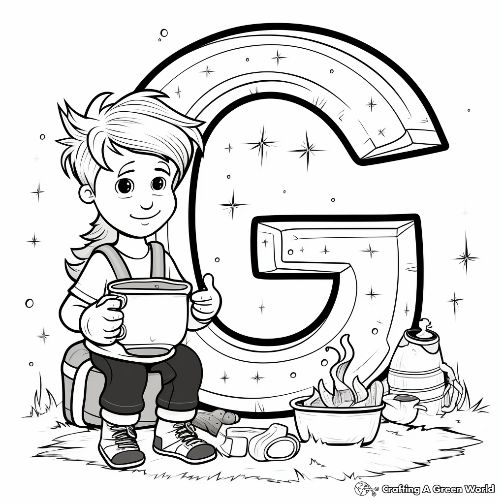 Alphabet Soup: Letter G and Objects Starting with G Coloring Pages 4