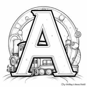 Alphabet Train 'A' Coloring Pages 2