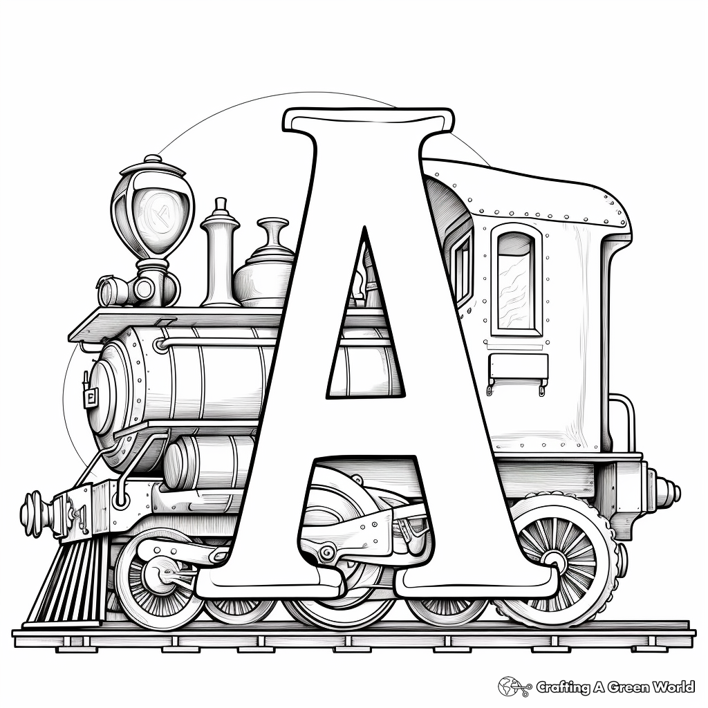 Alphabet Train 'A' Coloring Pages 3