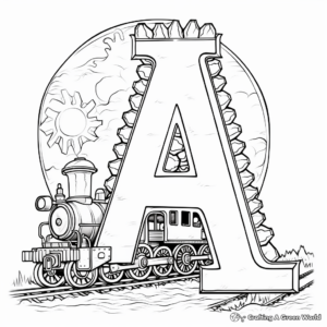 Alphabet Train 'A' Coloring Pages 4