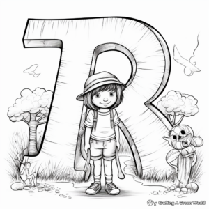Alphabet with Illustrative Examples Coloring Pages 2