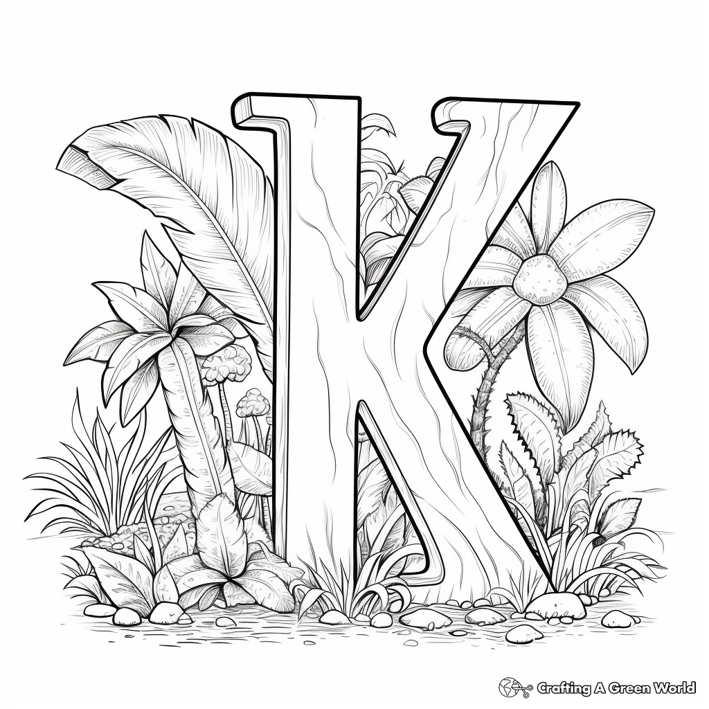 Alphabet with Illustrative Examples Coloring Pages 3