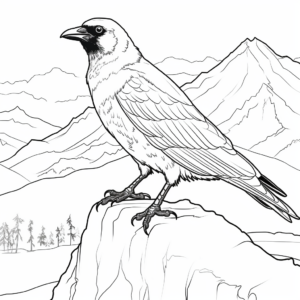 Alpine Chough Crow Coloring Pages for Mountain Enthusiasts 3