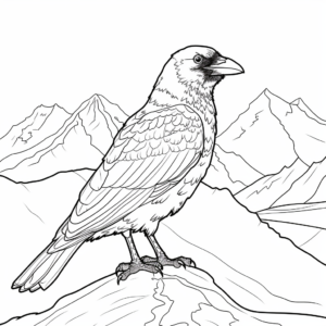 Alpine Chough Crow Coloring Pages for Mountain Enthusiasts 4