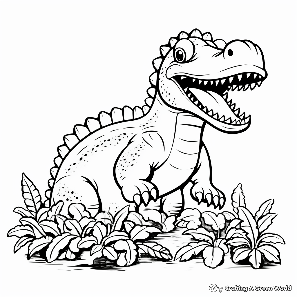 Amargasaurus Eating Plants Coloring Page 1
