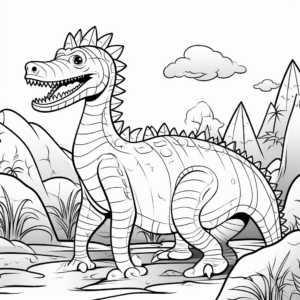 Amargasaurus in Nature Background Coloring Pages 1