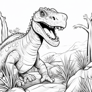 Amargasaurus in Nature Background Coloring Pages 2