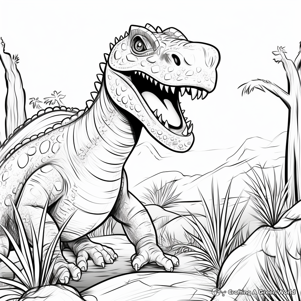 Amargasaurus in Nature Background Coloring Pages 2