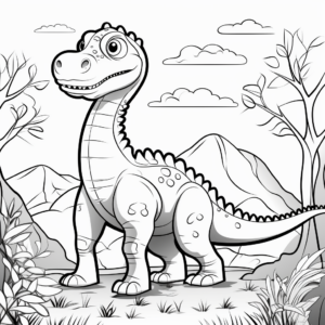 Amargasaurus in Nature Background Coloring Pages 3