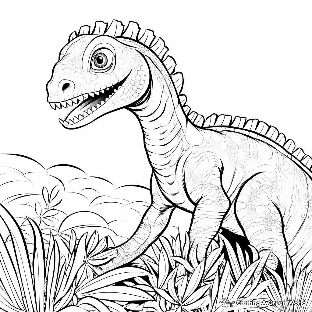 Amargasaurus in Nature Background Coloring Pages 4