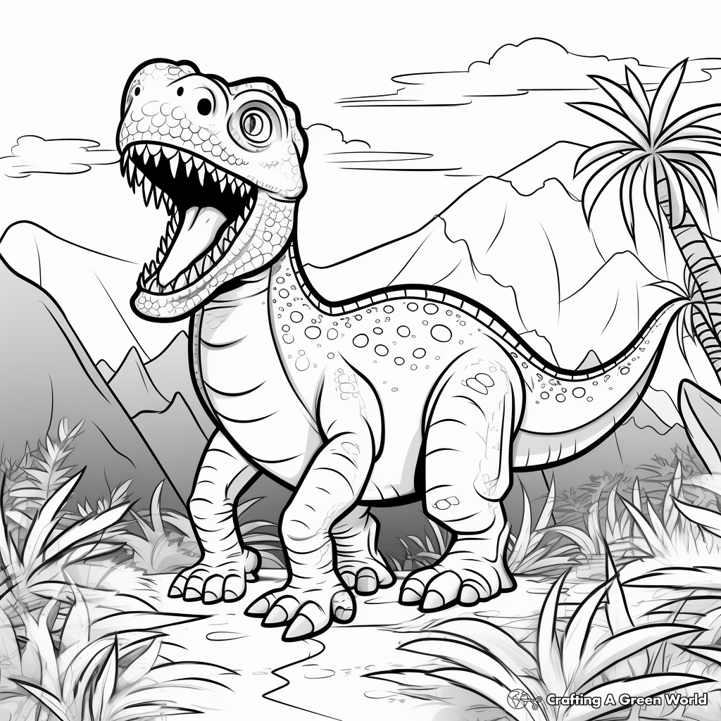 Amargasaurus with Jurassic Landscape Coloring Pages 1