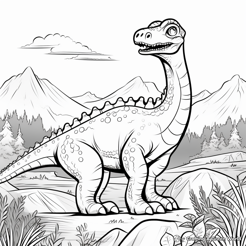 Amargasaurus with Jurassic Landscape Coloring Pages 2