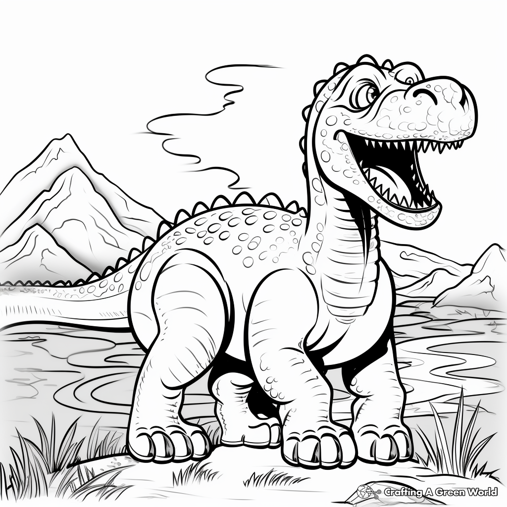 Amargasaurus with Jurassic Landscape Coloring Pages 3
