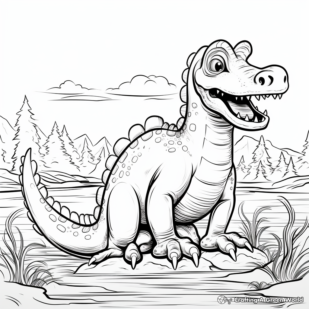 Amargasaurus with Jurassic Landscape Coloring Pages 4