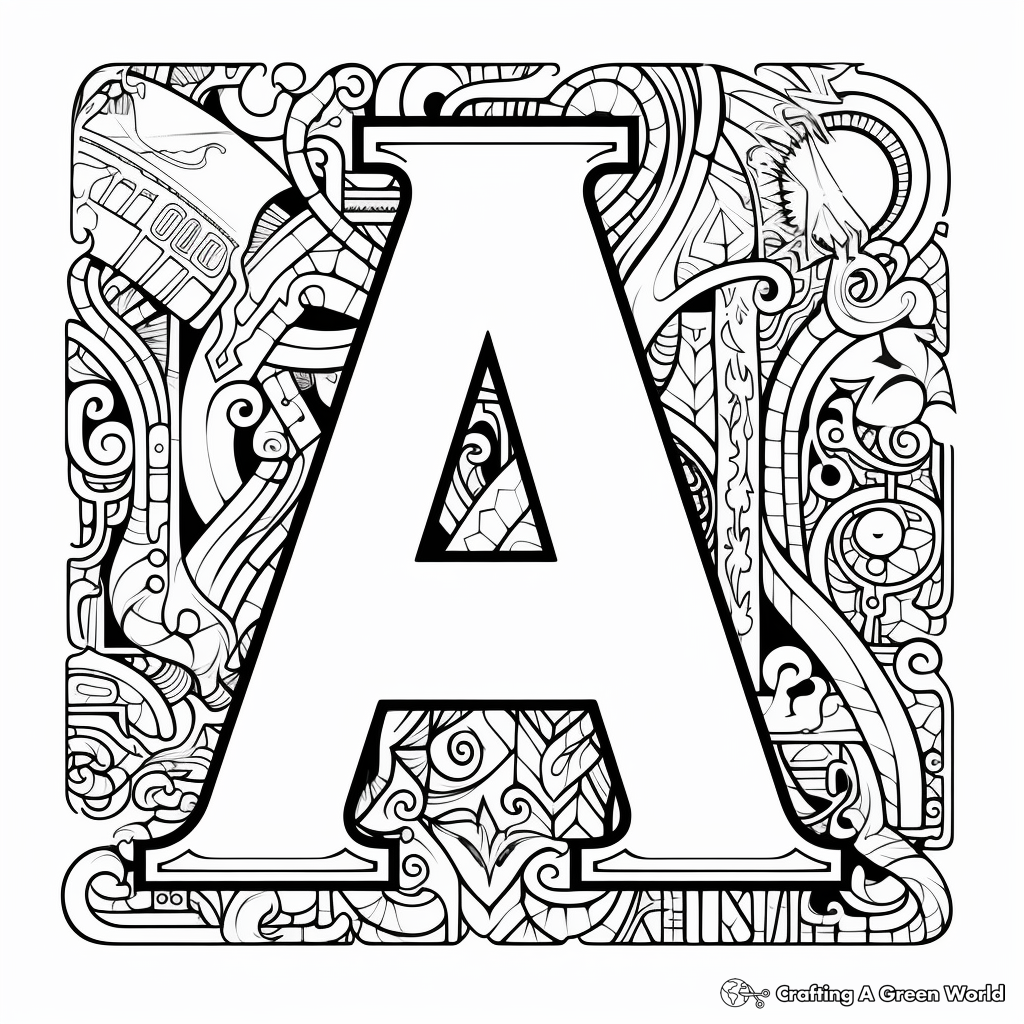 Amazing A': Abstract Letter A Coloring Pages 1