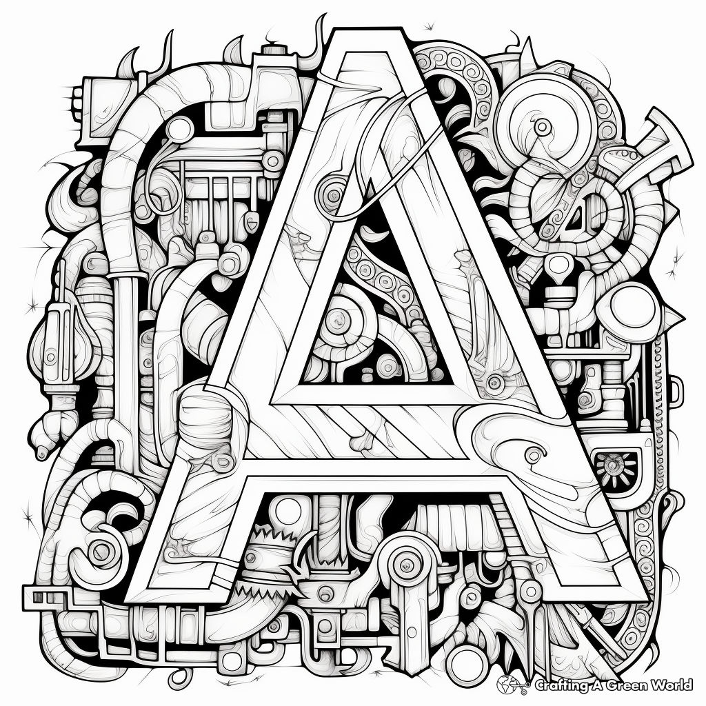 Amazing A': Abstract Letter A Coloring Pages 2