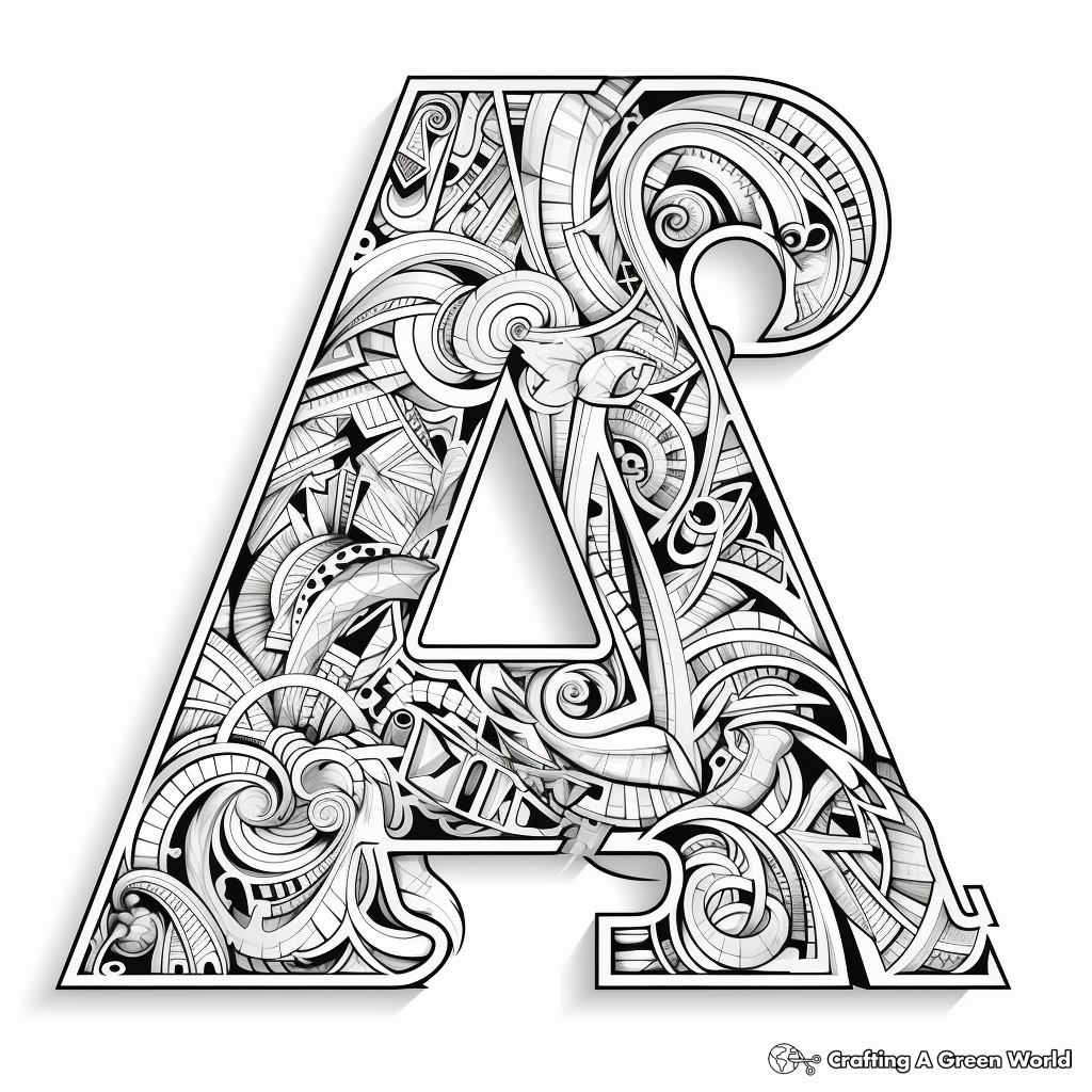 Amazing A': Abstract Letter A Coloring Pages 3