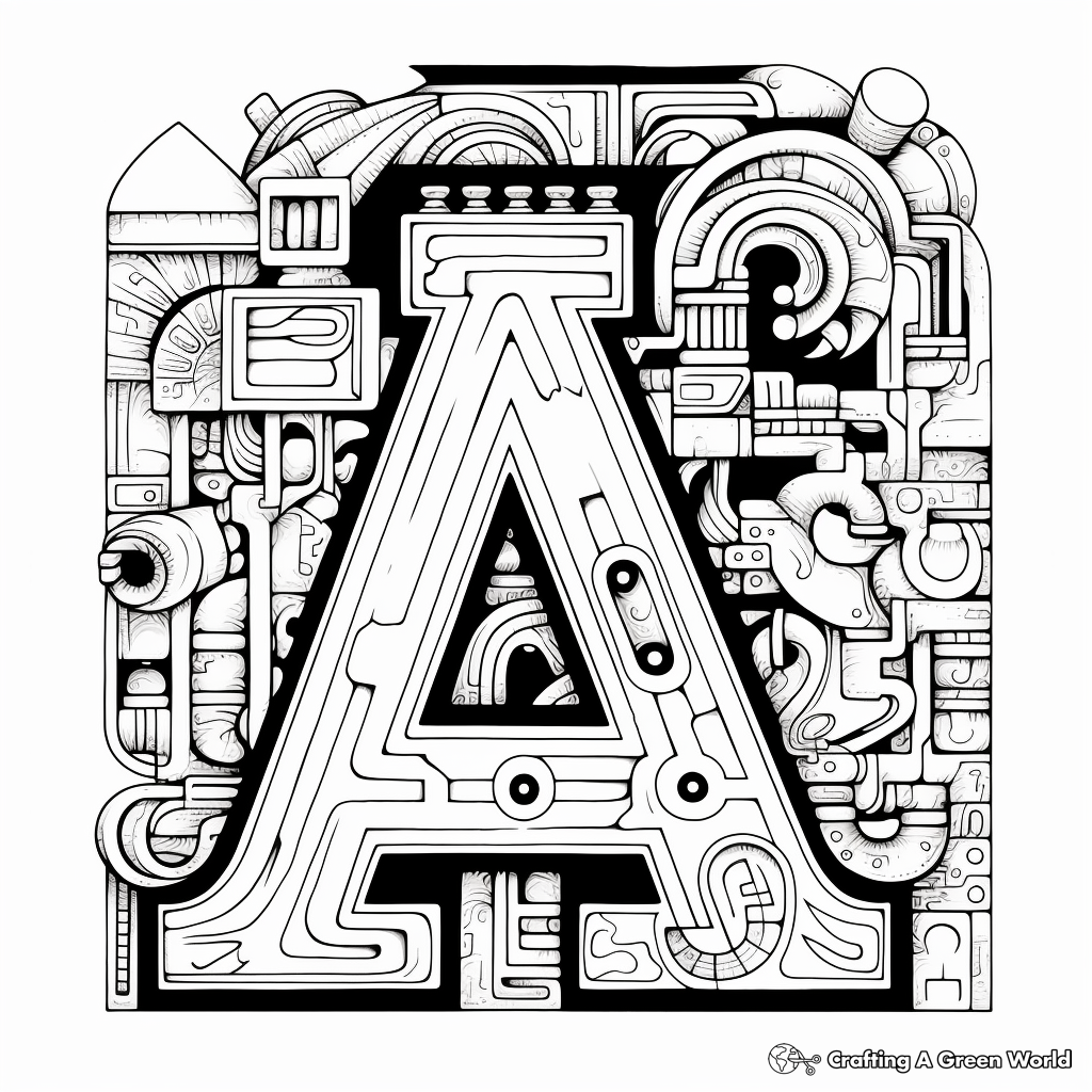 Amazing A': Abstract Letter A Coloring Pages 4