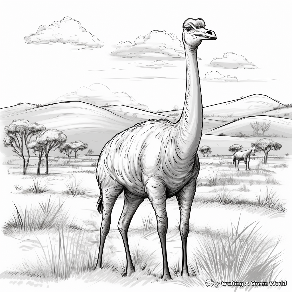Amazing African Savannah Ostrich Coloring Pages 2