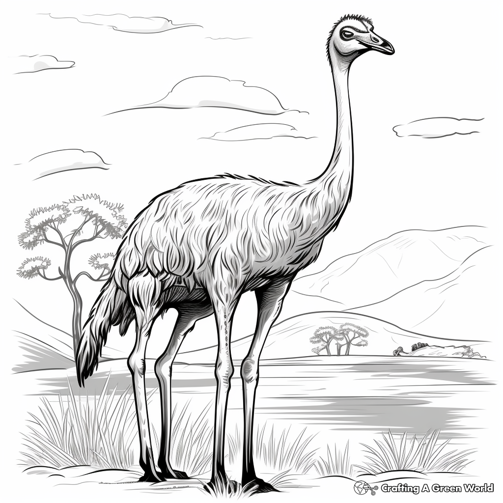 Amazing African Savannah Ostrich Coloring Pages 3