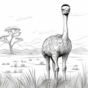 Amazing African Savannah Ostrich Coloring Pages 4