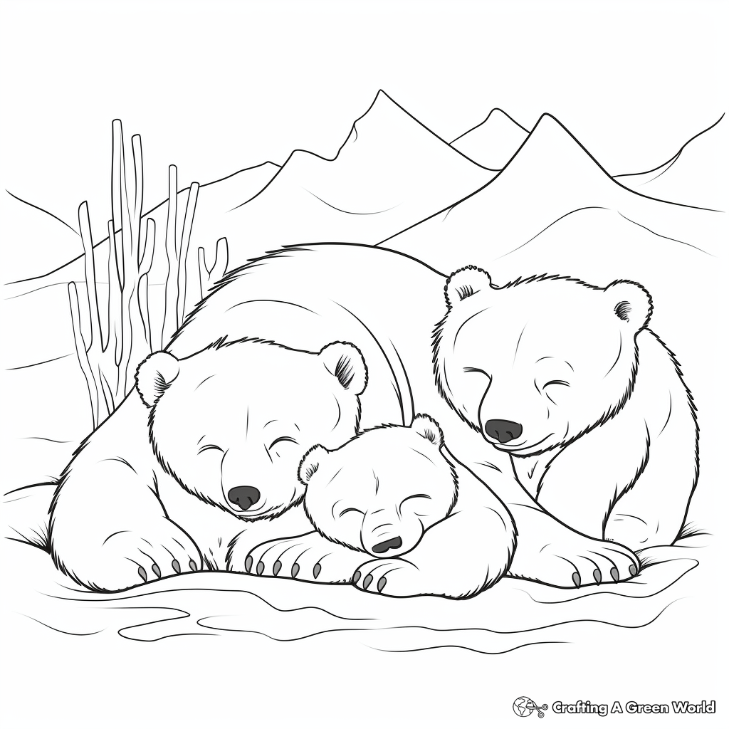 Amazing Arctic Bears Sleeping Coloring Pages 1