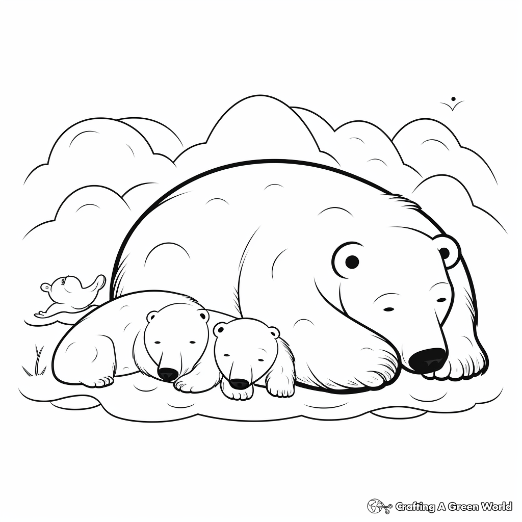Amazing Arctic Bears Sleeping Coloring Pages 2