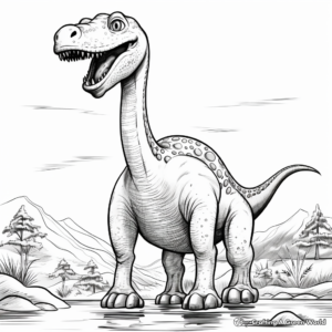 Amazing Diplodocus in a Storm Coloring Pages 1