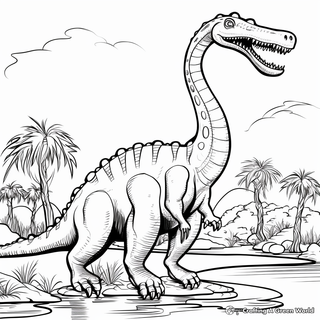 Amazing Diplodocus in a Storm Coloring Pages 2