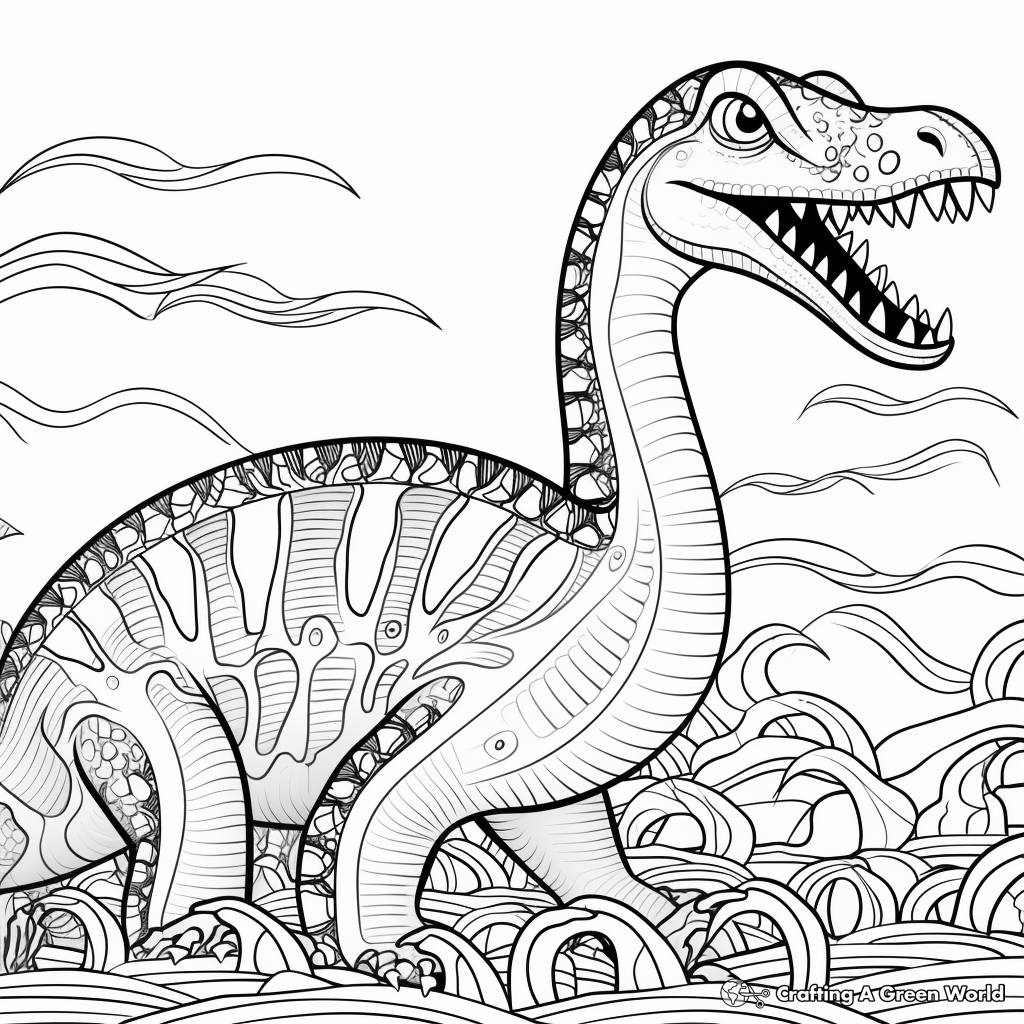 Amazing Diplodocus in a Storm Coloring Pages 3