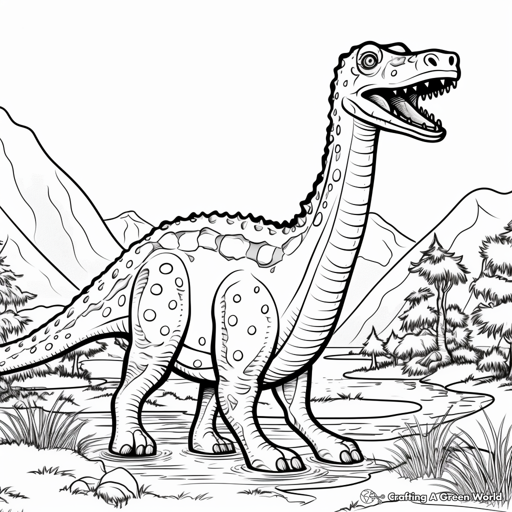 Amazing Diplodocus in a Storm Coloring Pages 4