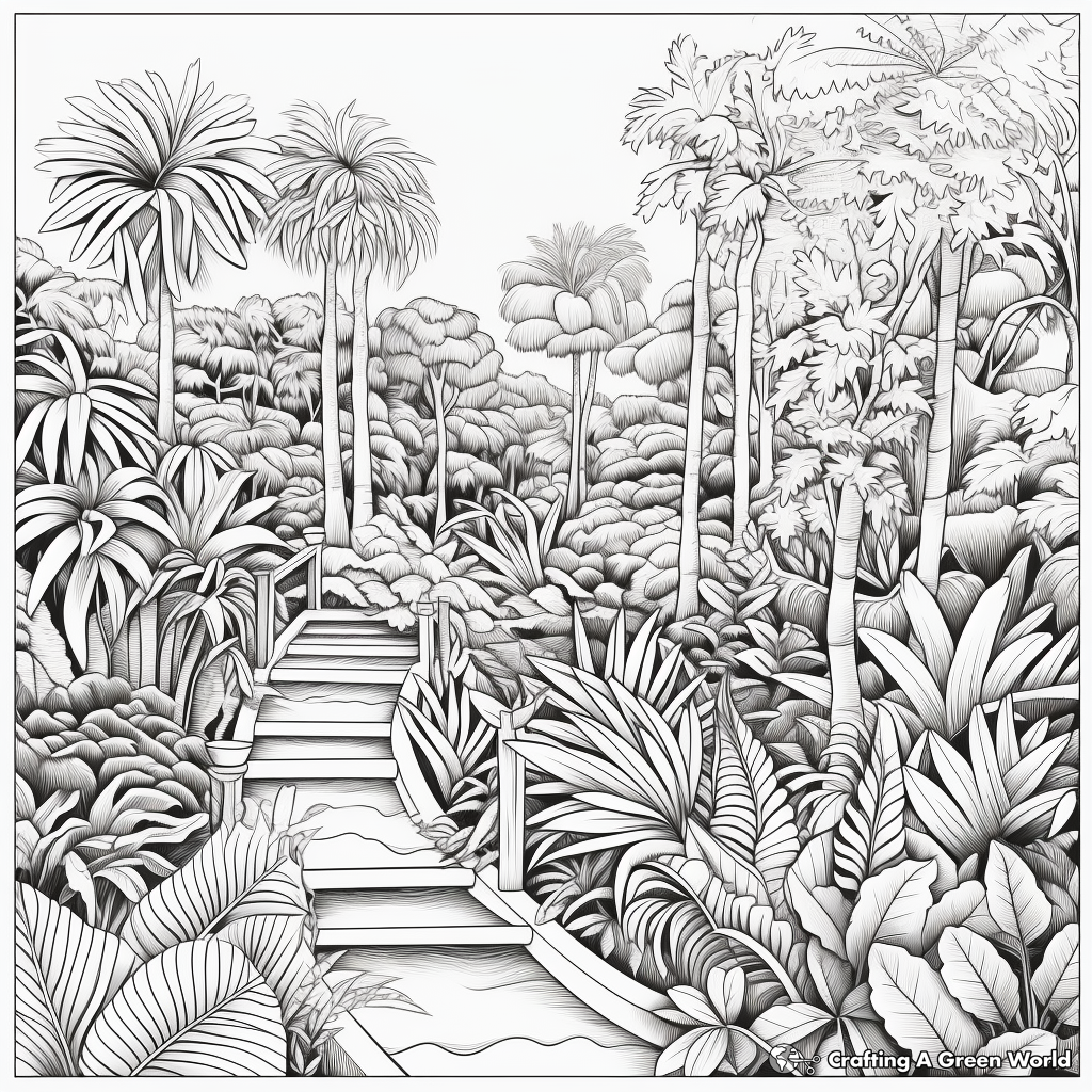 Amazing Tropical Garden Coloring Pages for Adults 2