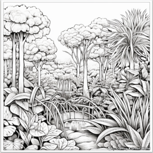 Amazing Tropical Garden Coloring Pages for Adults 4