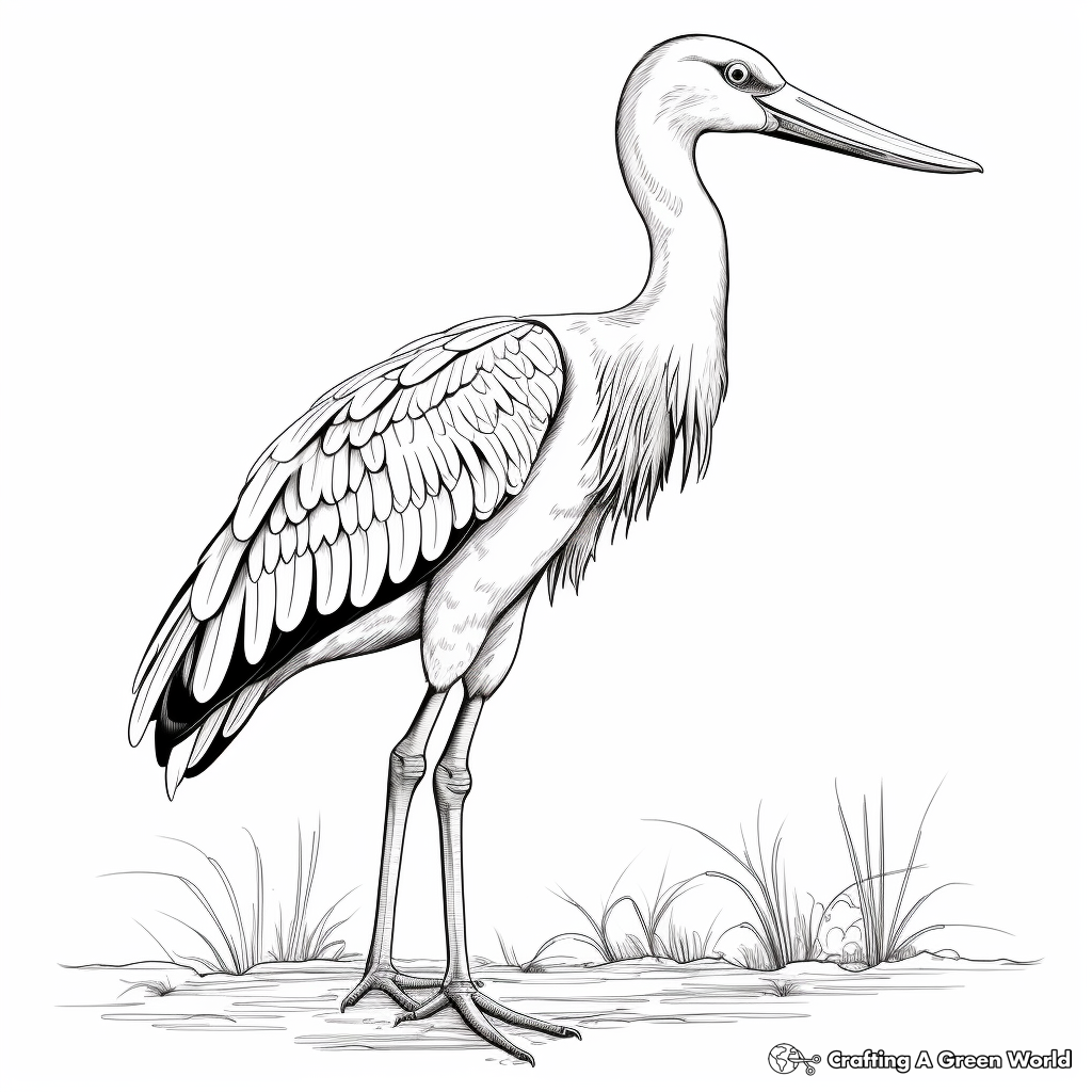 Amazing Yellow-Billed Stork Coloring Pages 1