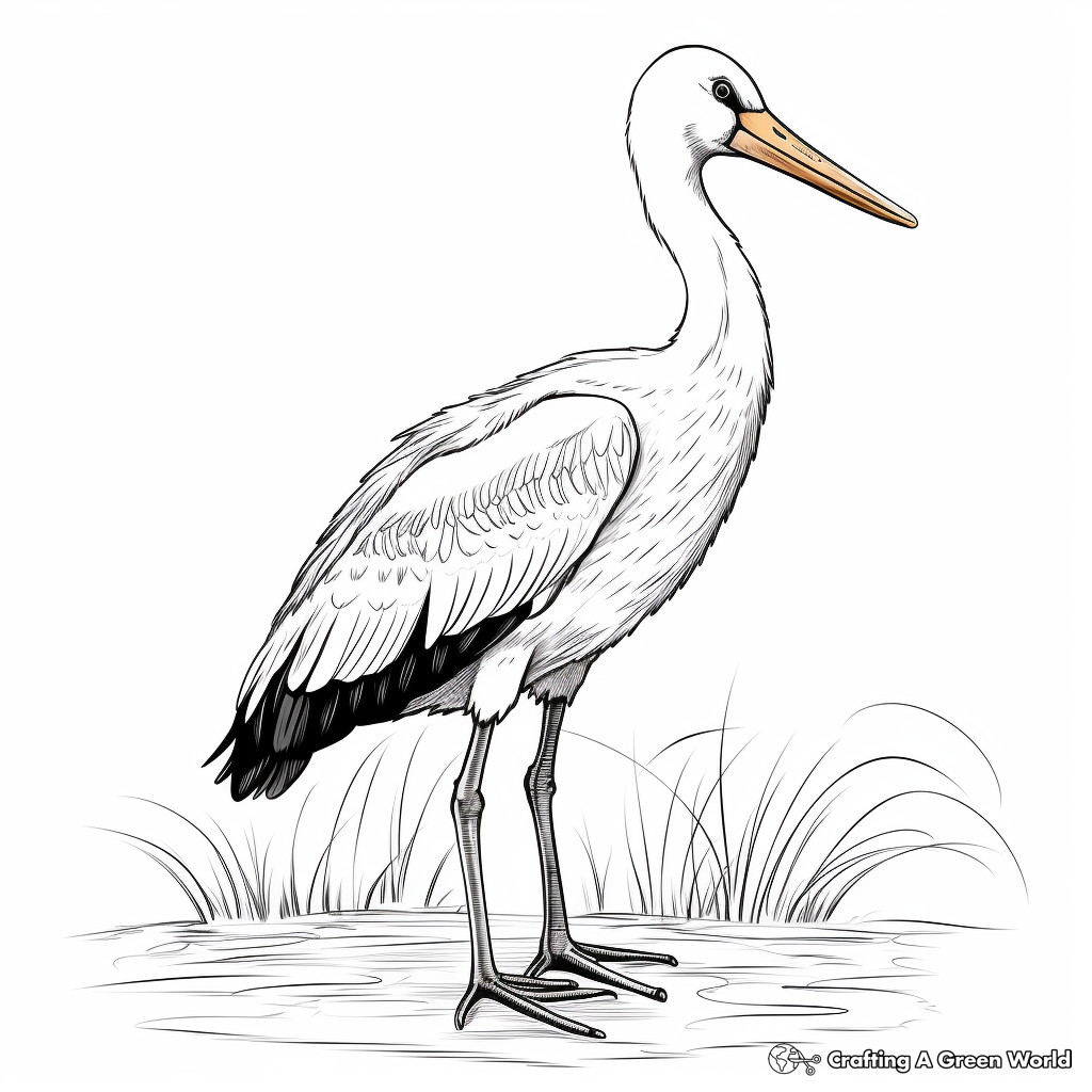Amazing Yellow-Billed Stork Coloring Pages 2