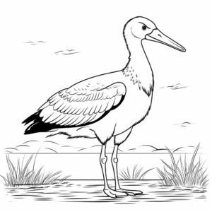 Amazing Yellow-Billed Stork Coloring Pages 3