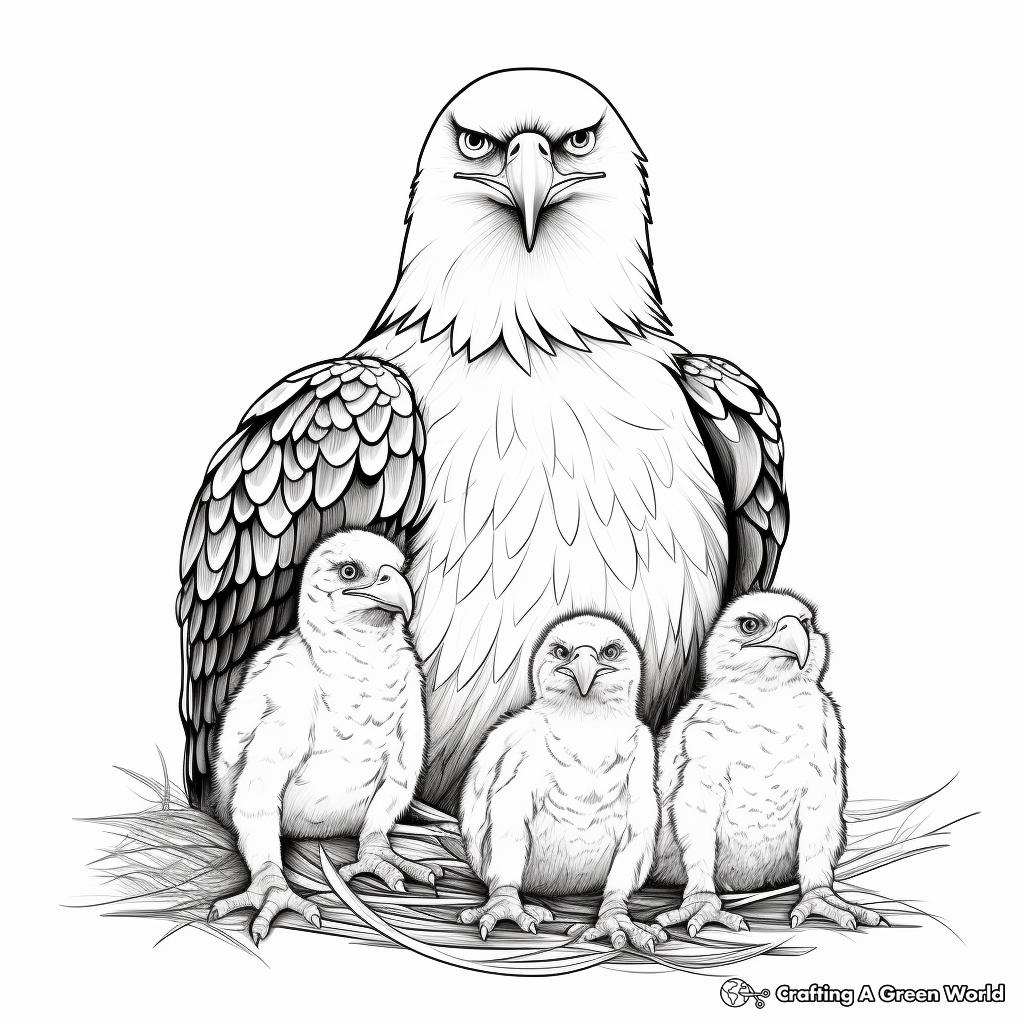 American Eagle Family Coloring Pages: Male, Female, and Eaglets 3