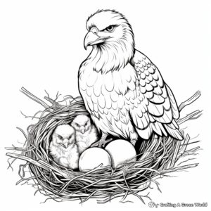 American Eagle Nest Coloring Pages for Children 1