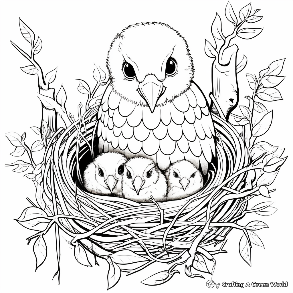 American Eagle Nest Coloring Pages for Children 2