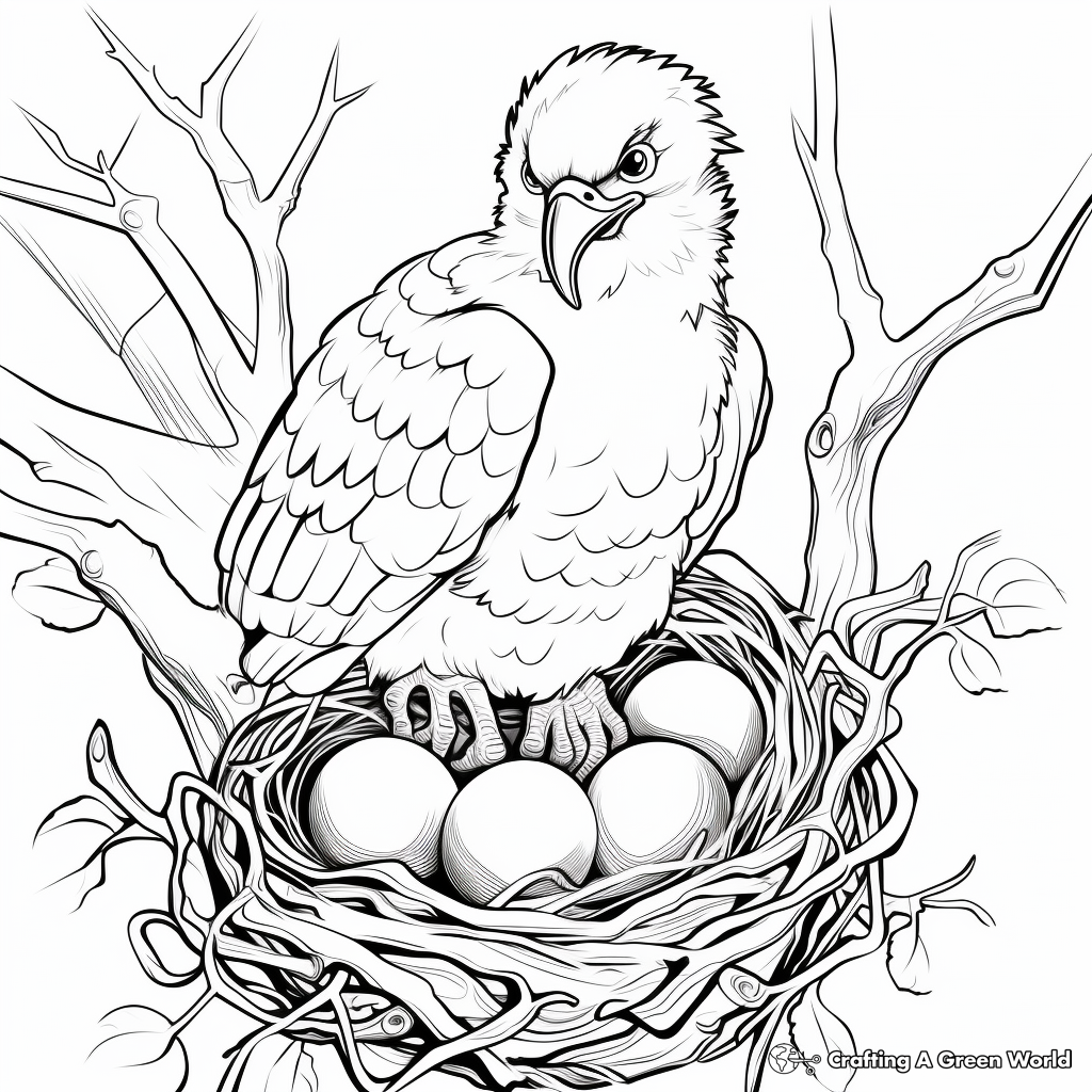 American Eagle Nest Coloring Pages for Children 3
