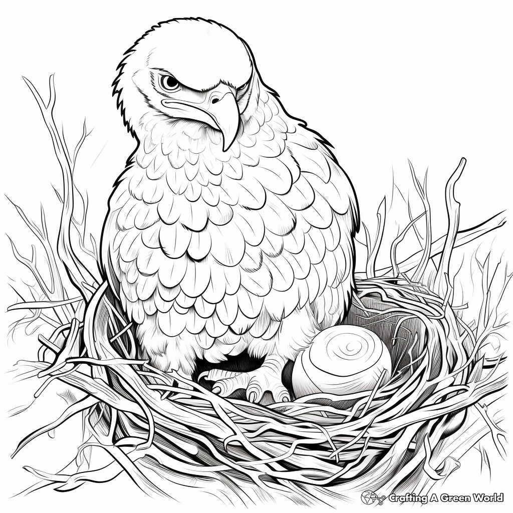 American Eagle Nest Coloring Pages for Children 4