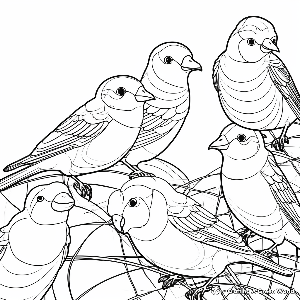 American Goldfinch Flock Coloring Pages: A Bird-Watcher's Delight 2