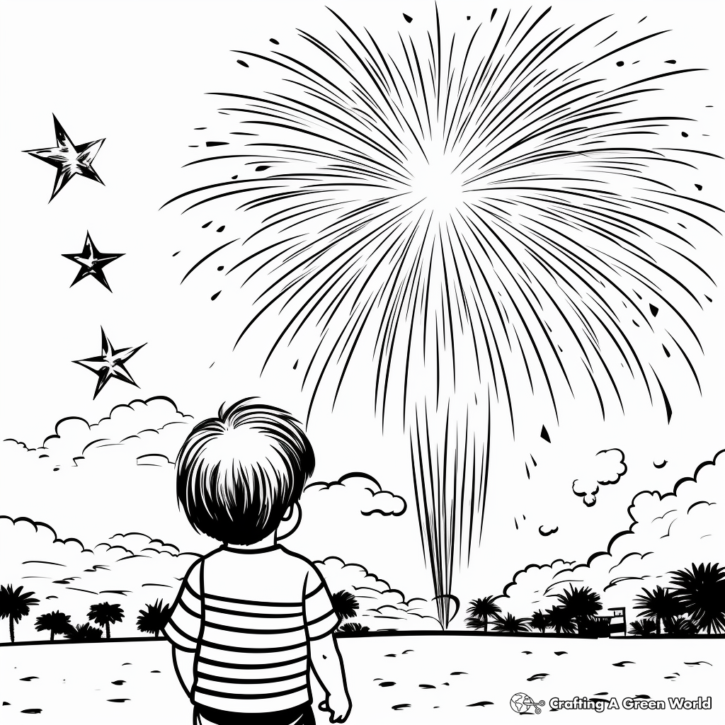 American Independence Day Fireworks Coloring Pages 1