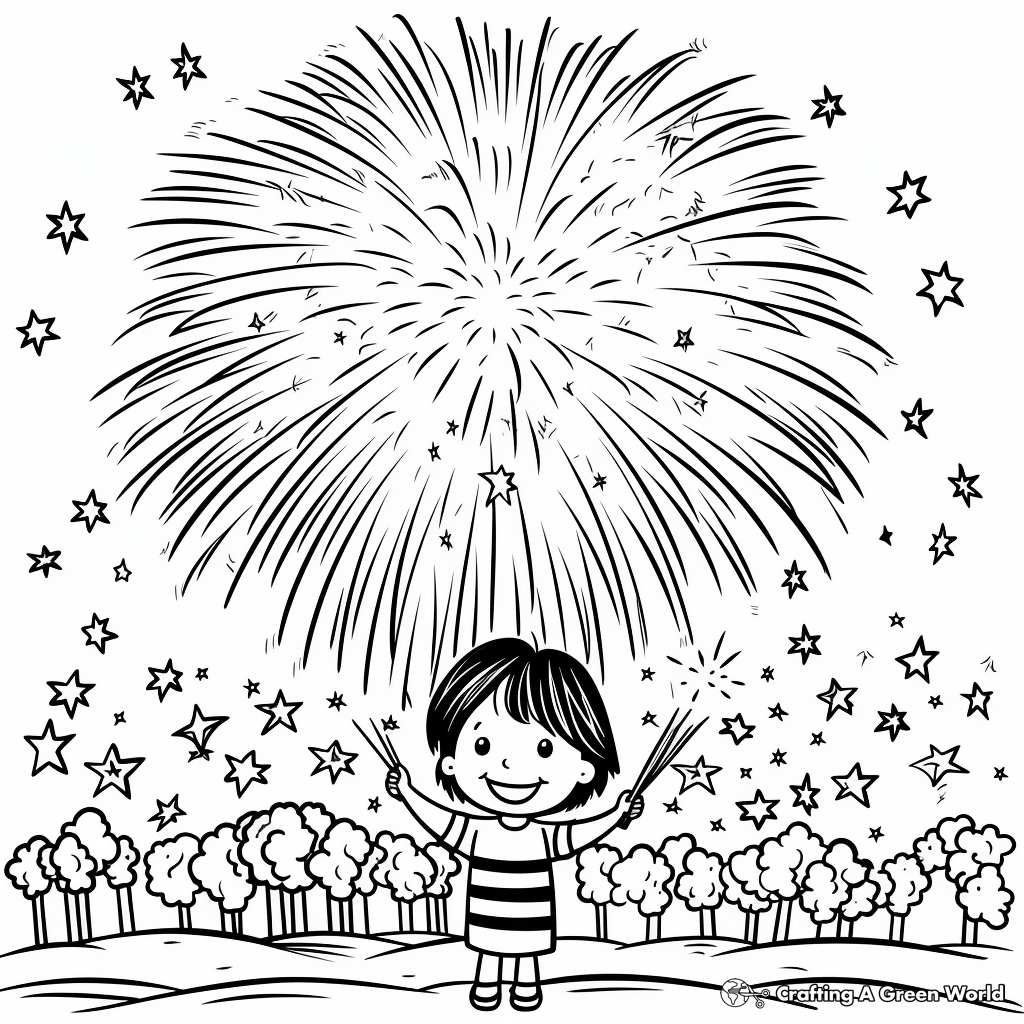 American Independence Day Fireworks Coloring Pages 3