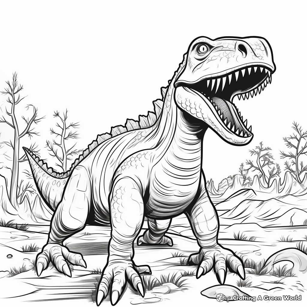Ancient Carnivore: The Deltadromeus Coloring Pages 3