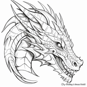 Ancient Dragon Head Coloring Sheets: Fantasy Series 3