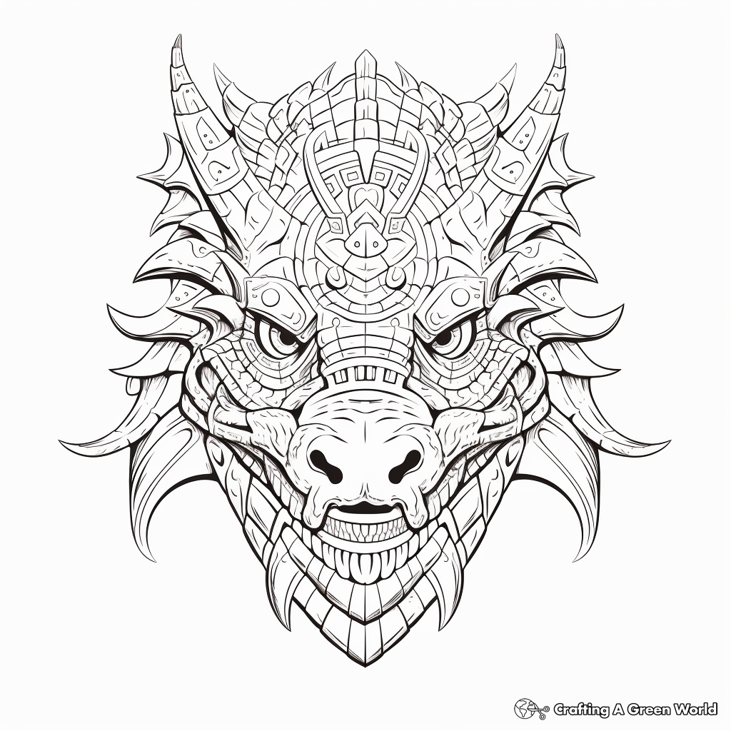 Ancient Dragon Head Coloring Sheets: Fantasy Series 4