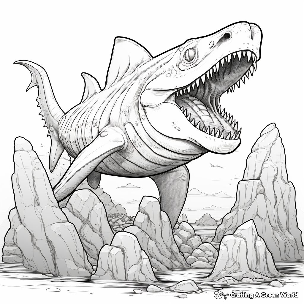 Ancient Oceans: Megalodon Coloring Pages 3
